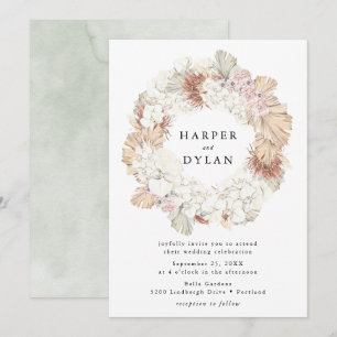 Tropical Love Watercolor Floral Wreath Wedding Invitation