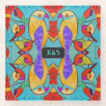 Tropical Lovebird Colourful Glass Tiles custom