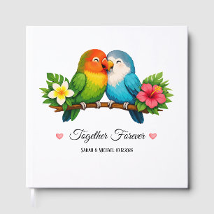 Tropical Lovebirds Wedding Together Forever Square Guest Book