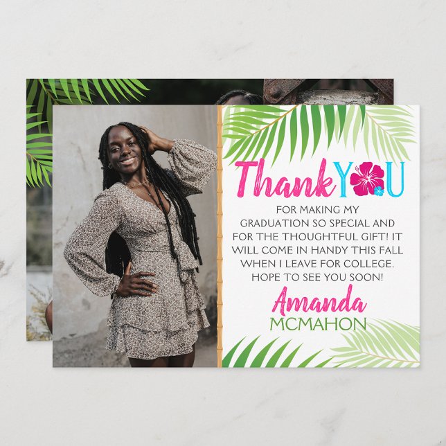 Tropical Luau 2 Photo Thank You Card (Creator Uploaded)