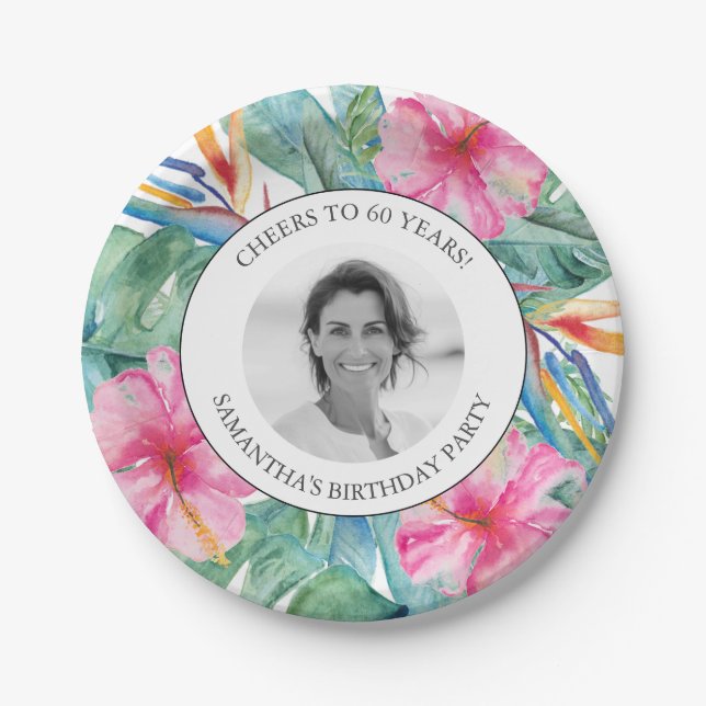 Tropical Luau 60th birthday plates  (Front)