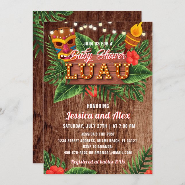 Tropical Luau Baby Shower Invitation (Front/Back)