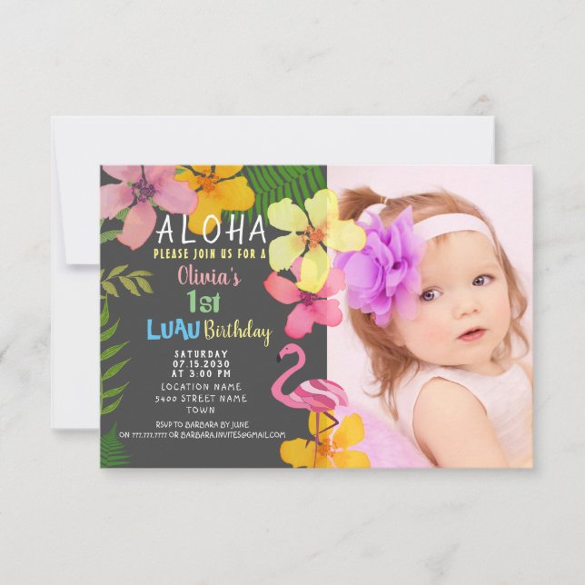 Tropical Luau Birthday Invitation (Front)