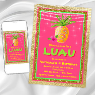 Tropical Luau Birthday Party Invitation