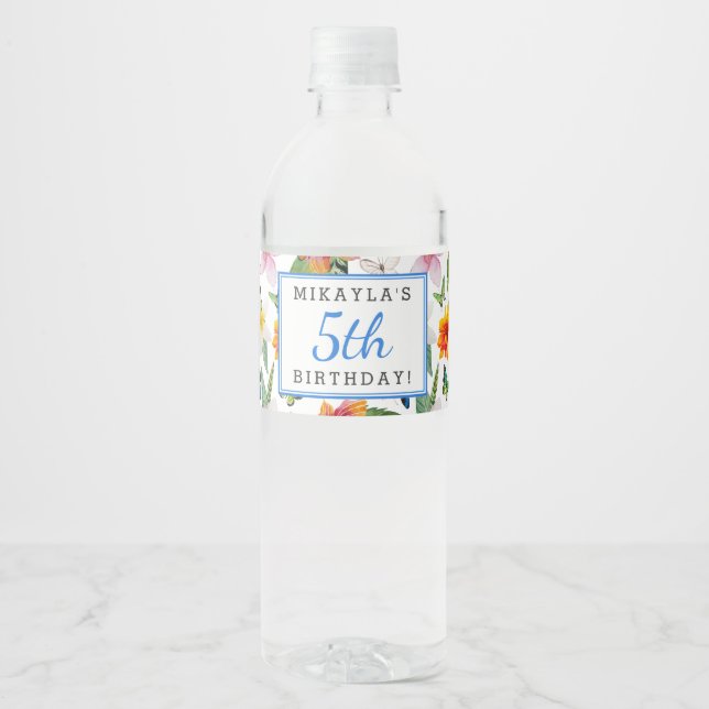 Tropical Luau Birthday Water Bottle Étiquettes (Devant)