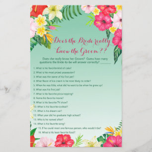 Tropical Luau Bridal Shower Game PRINTED