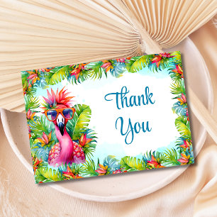 Tropical Luau Flamingo Birthday Thank You Card
