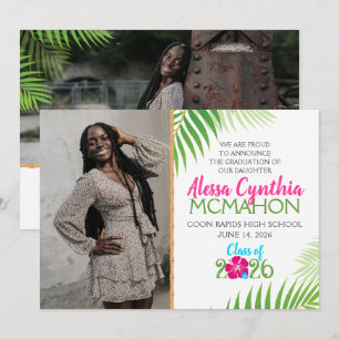 Tropical Luau Graduation 2 Photo Announcement
