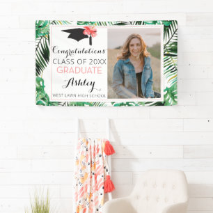 Tropical Luau Graduation Car Flag Banner