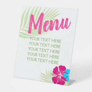 Tropical Luau Hawaiian Editable Menu Table Party Pedestal Sign