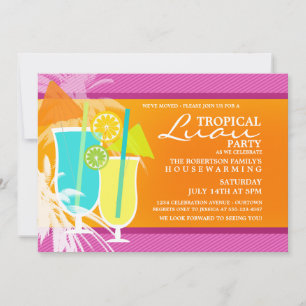 Tropical Luau Housewarming  Party Invitations