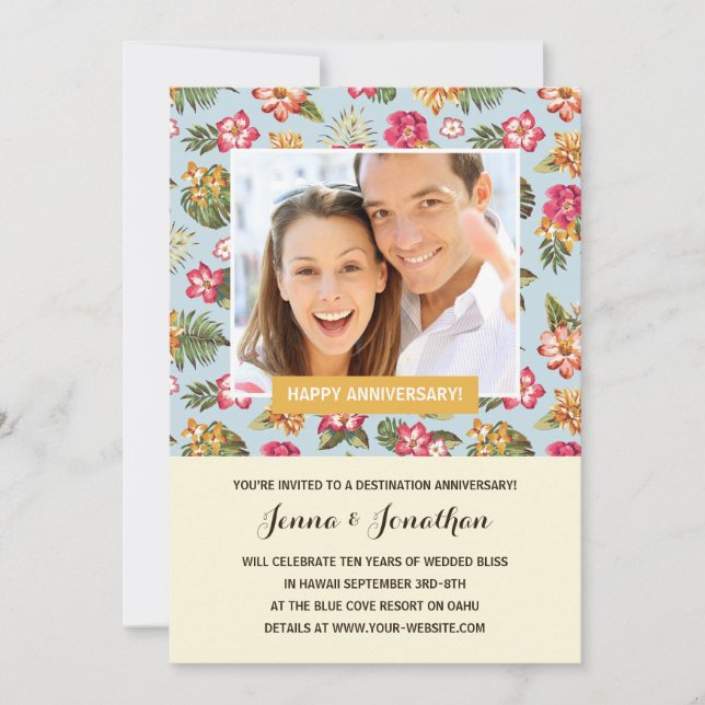 Tropical Luau Photo Anniversary Party Invitation (Front)