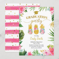 Tropical Luau Pineapple Graduation Invitation