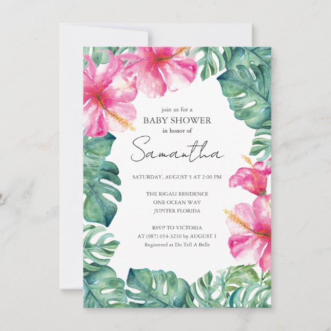 Tropical Luau Theme Baby Shower Invitation (Front)