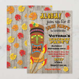 Tropical Luau Tiki Party Invitations