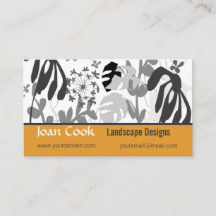 Tropical Lush Black White Bold Floral Gardening Business Card