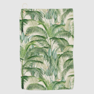 Tropical Lush Foliage Palm Leaves Pattern Golf Towel