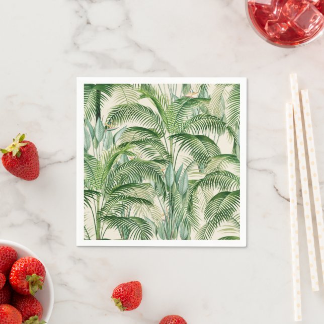 Tropical Lush Foliage Palm Leaves Pattern Napkin (Insitu)