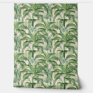 Tropical Lush Foliage Palm Leaves Pattern Wallpaper