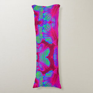 Tropical Lush Magenta Leaves Body Pillow