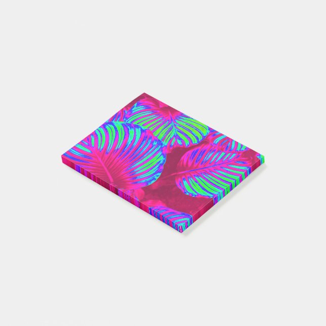 Tropical Lush Magenta Leaves Post-it Notes (Angled)
