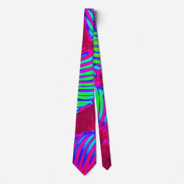 Tropical Lush Magenta Leaves Tie (Front)