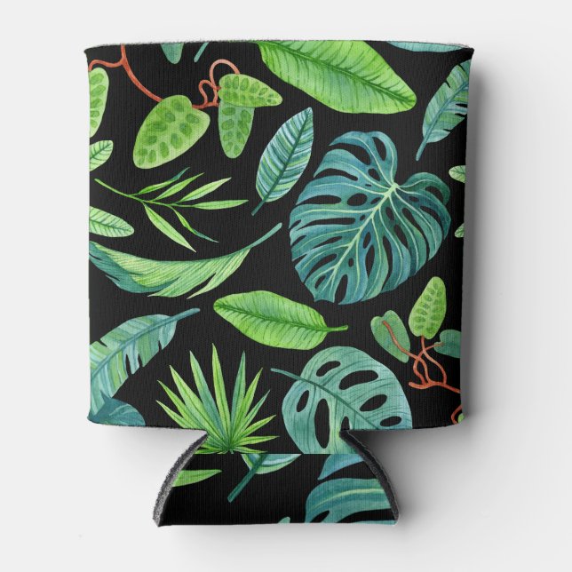Tropical Lushness: Rainforest Greenery. Can Cooler (Front)
