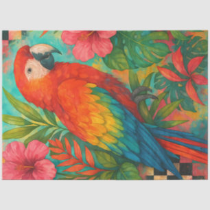 Tropical Macaw Decoupage Paper – Scarlet Parrot