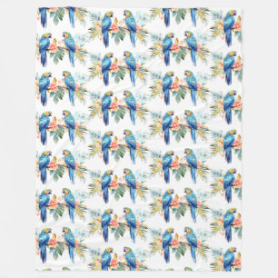 Tropical Macaw Parrot  Fleece Blanket