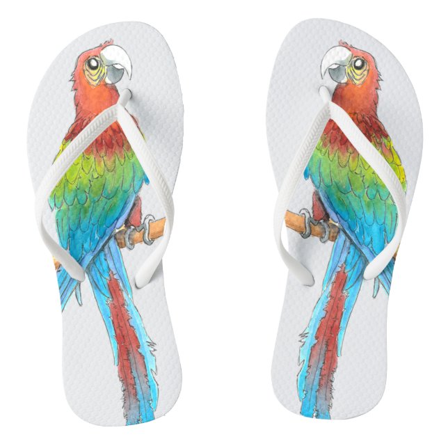 Tropical Macaw Parrot Flip Flops (Footbed)