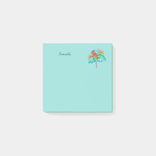 Tropical Macaw Parrot Personalized 3x3 Post-it Notes