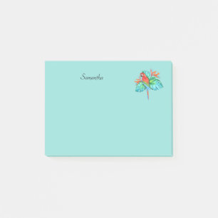 Tropical Macaw Parrot Personalized 4x3 Post-it Notes