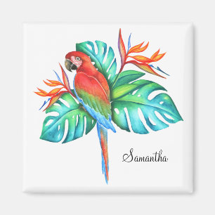 Tropical Macaw Parrot Personalized Magnet