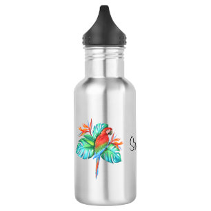 Tropical Macaw Parrot Personalized Water Bottle