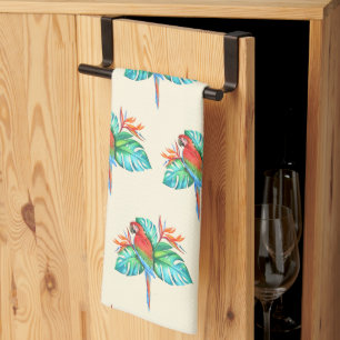 Tropical Macaw Parrot Tan Kitchen Towel