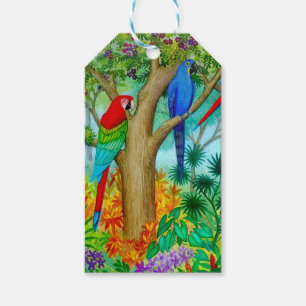 Tropical Macaw Parrots Gift Tags