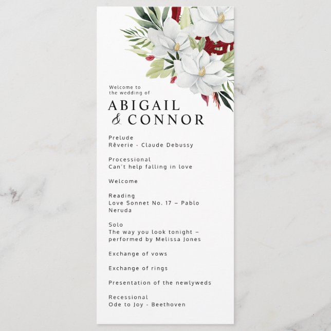 Tropical Magnolia White Green Red Program (Front)