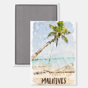 Tropical Maldives Beach View  Scenery Magnet