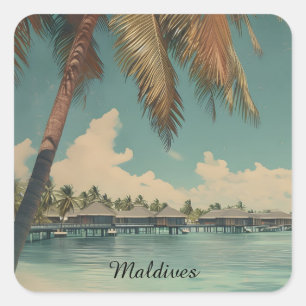 Tropical Maldives Paradise – Luxury Island Escape Square Sticker