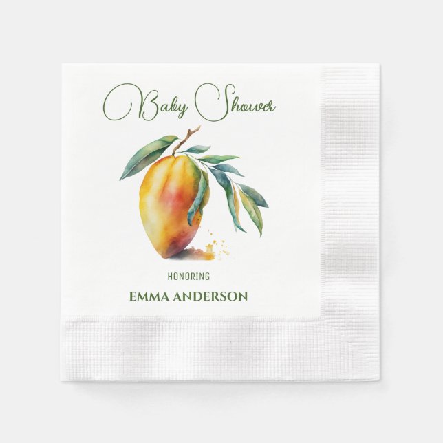 Tropical Mango | Baby Shower Napkin (Front)