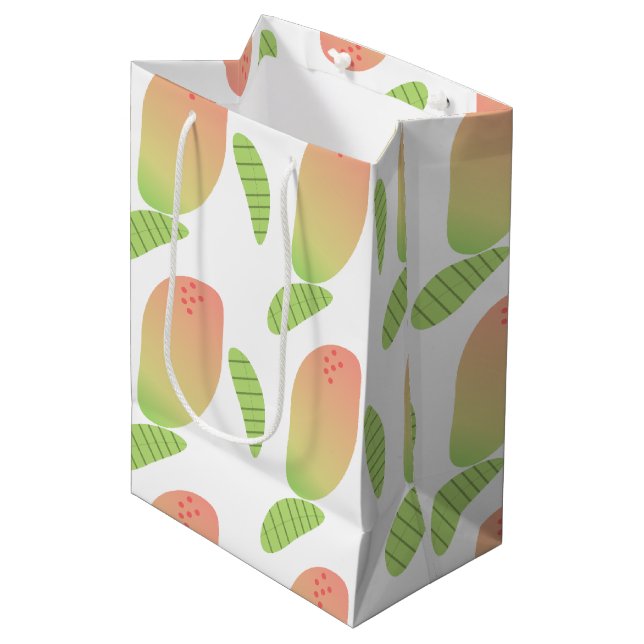 Tropical Mango Fruit Green Orange Medium Gift Bag (Front Angled)