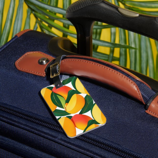 Tropical mango tango personalized  luggage tag (Front Insitu 1)
