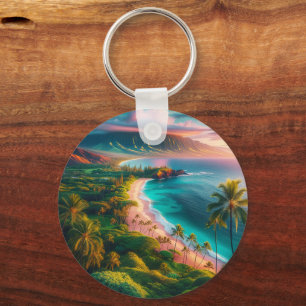 Tropical Maui Island Paradise Keychain