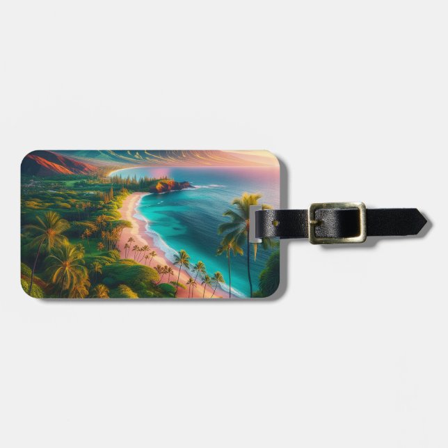 Tropical Maui Island Paradise Luggage Tag (Front Horizontal)