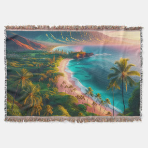 Tropical Maui Island Paradise Throw Blanket
