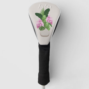 Tropical Medinilla Elegant Flower in Vase Add Name Golf Head Cover