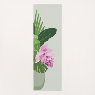 Tropical Medinilla Pink Flower in Green Vase Yoga Mat
