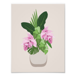 Tropical Medinilla Pink Flower on Beige Photo Print