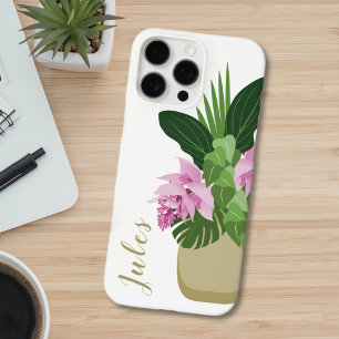 Tropical Medinilla Pink Flower Yellow Vase White iPhone 16 Pro Max Case