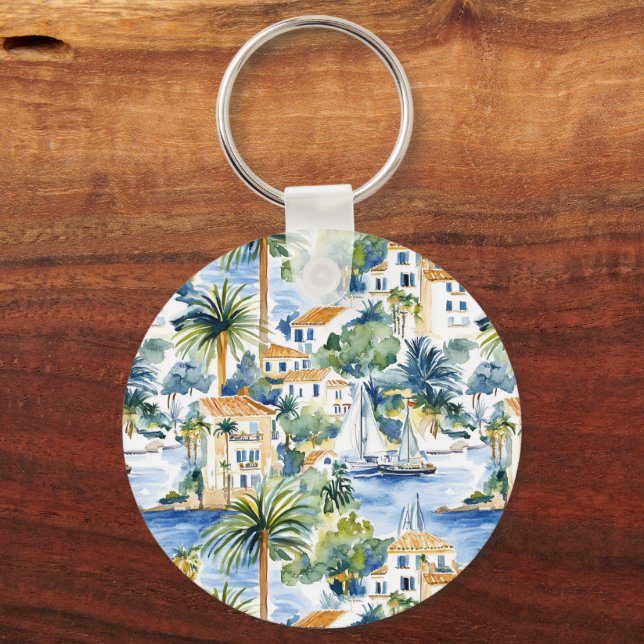 Tropical Mediterranean Wedding  Keychain (Front)